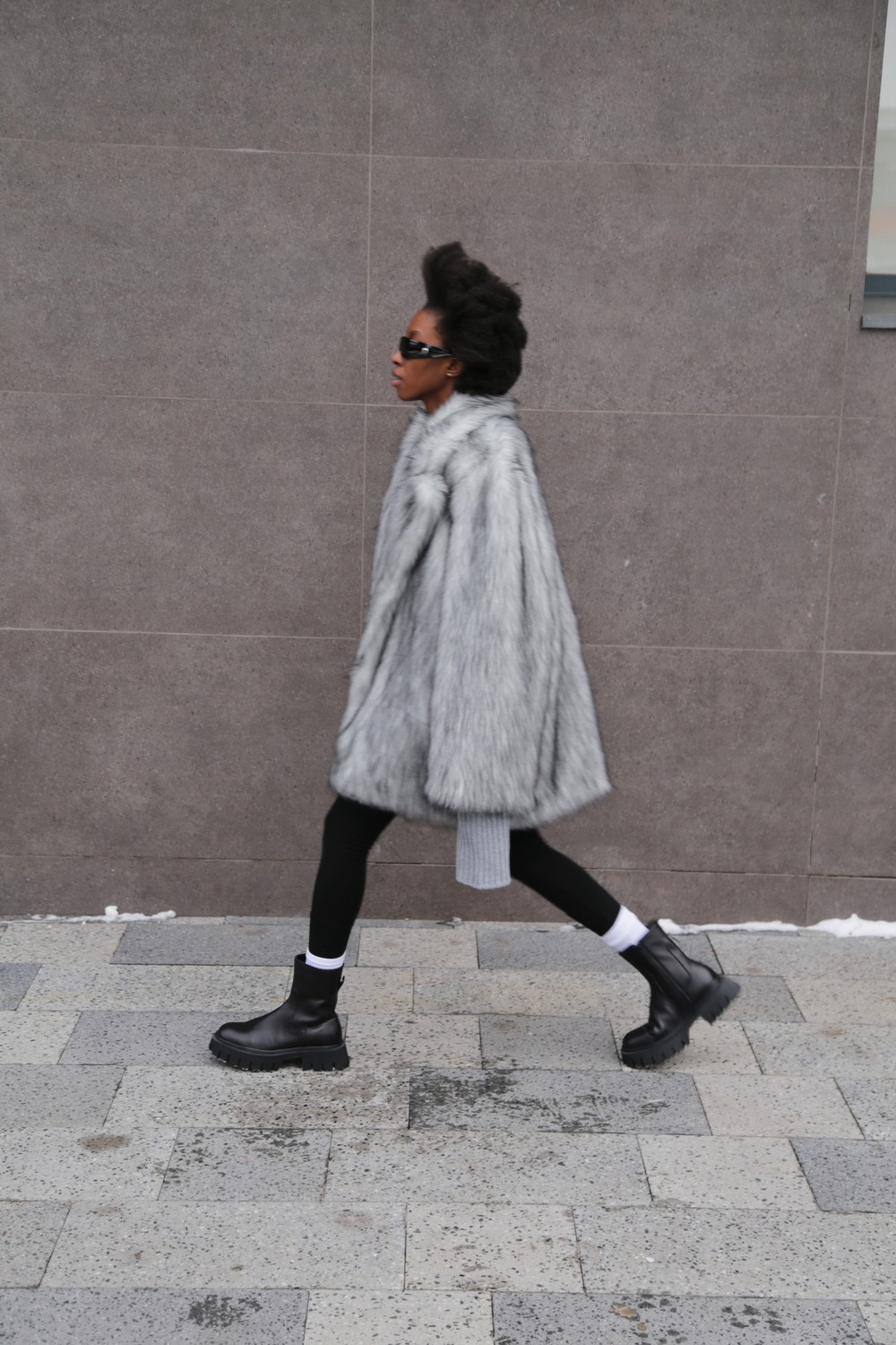 Fur coat Monica in gray