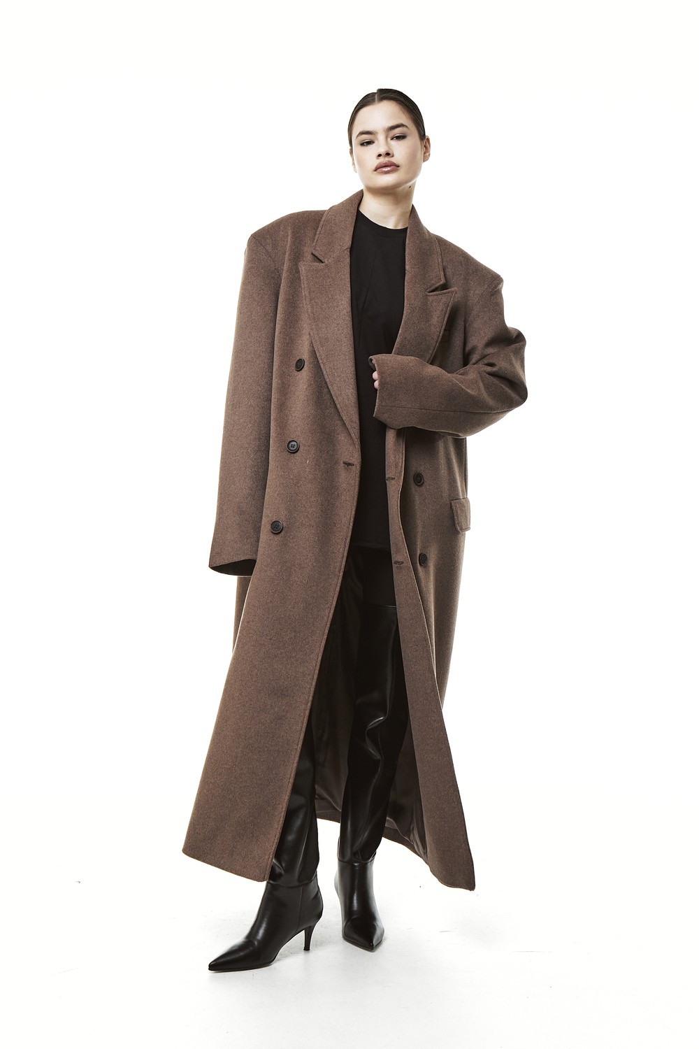 Insulated grandfather's coat in tobacco color