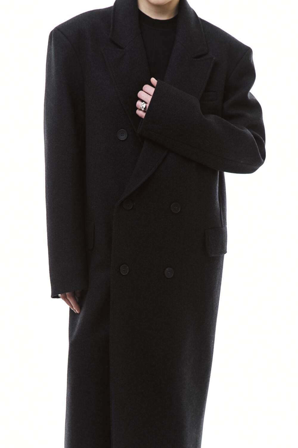 Insulated grandfather's coat black