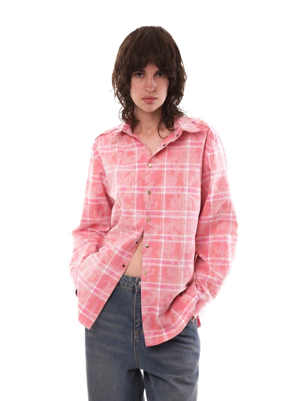 Pink raw edge shirt