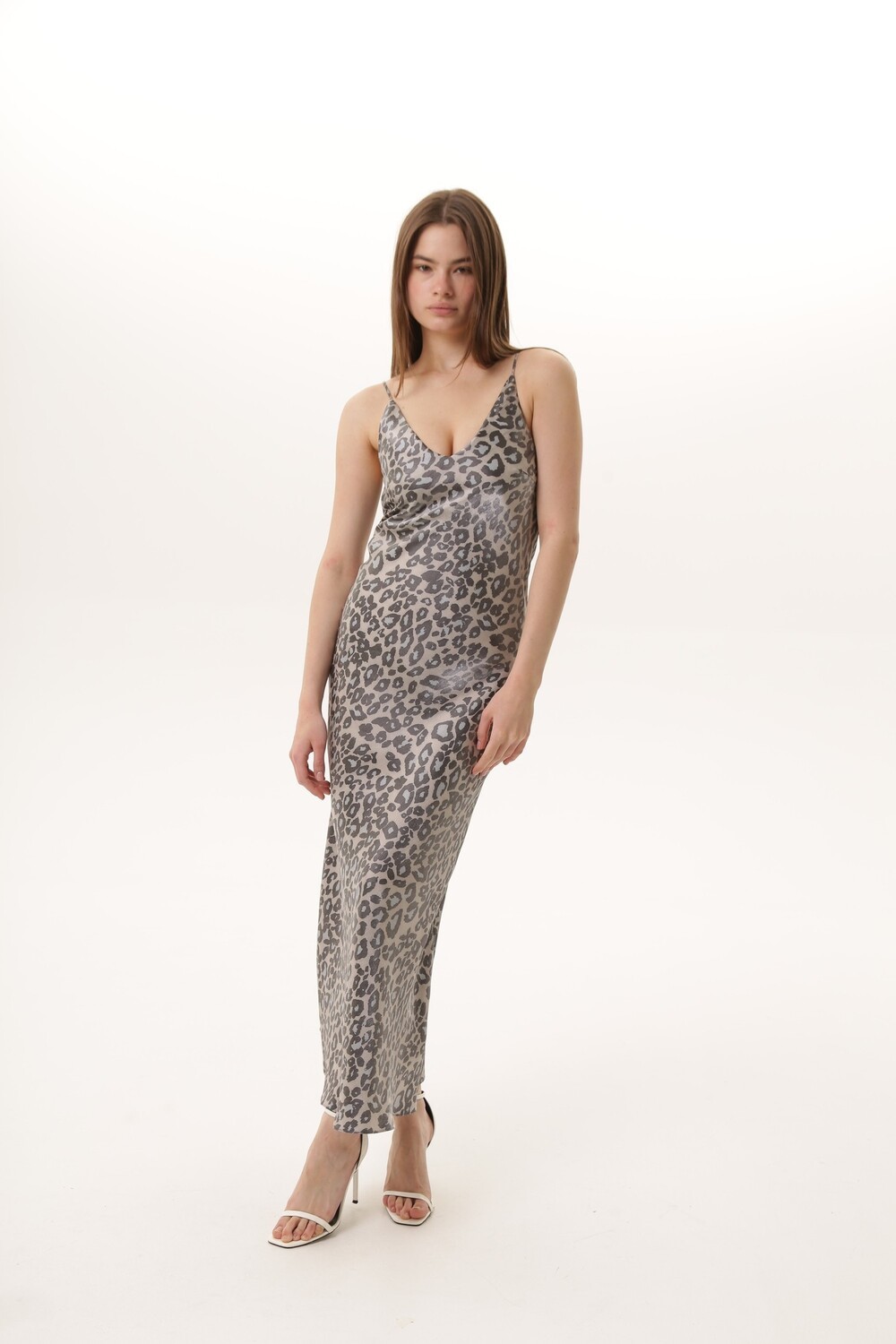 Dress - combination leopard grey
