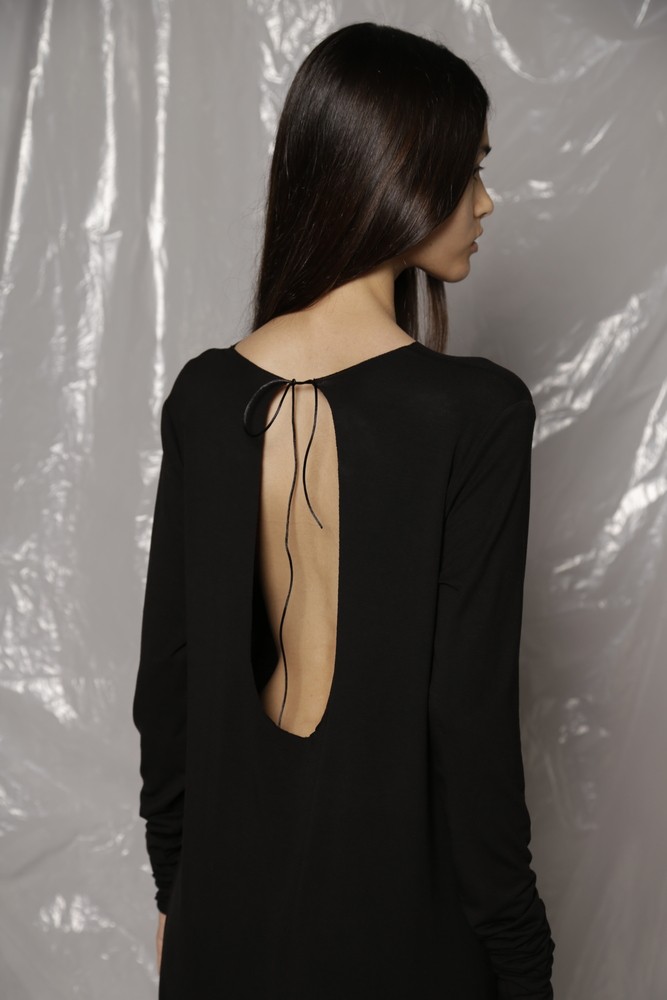 Black dress with open back
