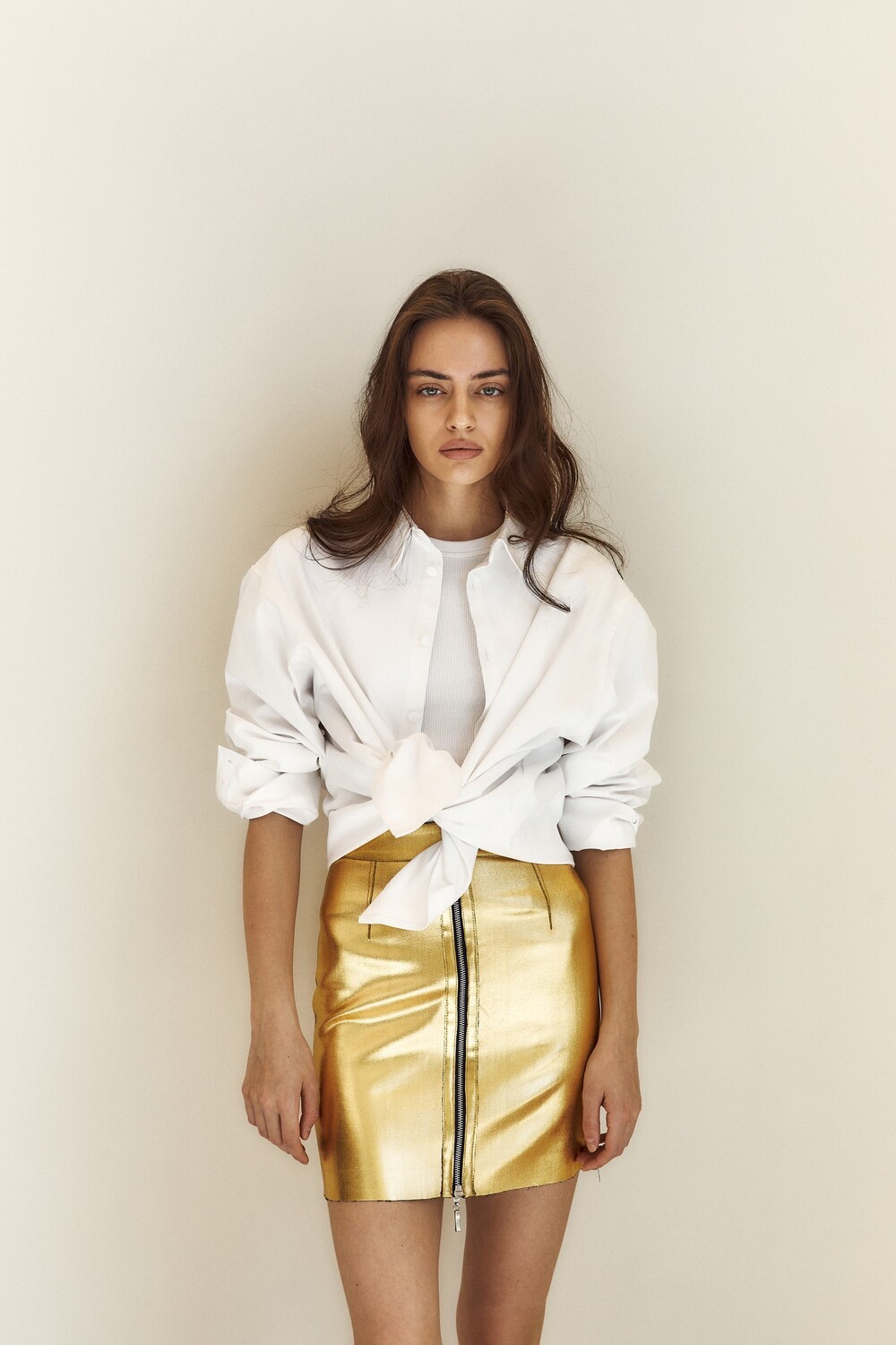 Gold zip skirt