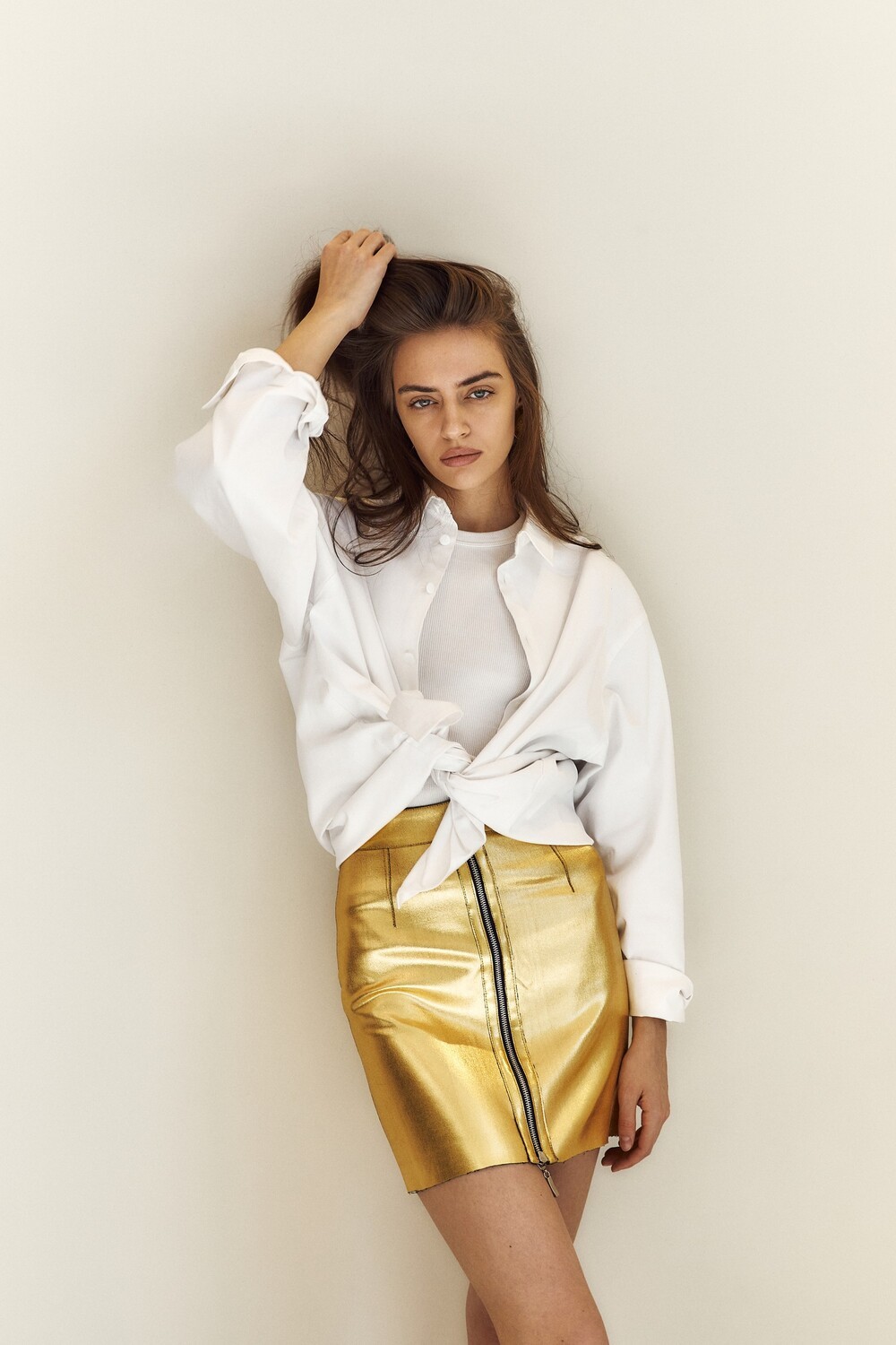 Gold zip skirt
